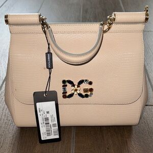 NWT Dolce & Gabbana Cream Satchel with Gold Accents